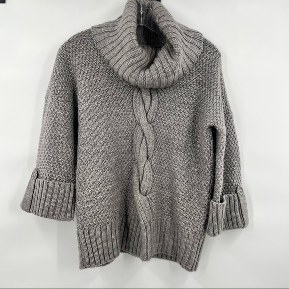 Talbots alpaca wool blend sweater knit grey turtleneck P - Picture 5 of 9